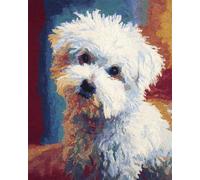 AYAOYANGGO Animal Tapestry Kit Cartoon White Dog DIY Crochet Kit Embroidery Set Rug Making Canvas Kits Needlework Crafts for Home Decor 23x16in