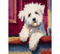 AYAOYANGGO Animal Tapestry Kit Cartoon White Dog Latch Hook Rug Kit Large Pre-Printed Pattern Canvas Rugs Embroidery Crafts for Adults Handicrafts DIY Carpet 31x63in