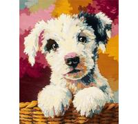 AYAOYANGGO Animal Tapestry Kit Cartoon White Dog Latch Hook Rug Set Crochet Rugs Kit Cross Stitch Set DIY Crafts，Gifts，Doormat，Decoration Carpet Making Canvas 33x45in