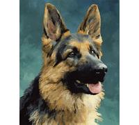 AYAOYANGGO Animal Tapestry Kit German Shepherd Portrait DIY Rugs Set with Printed Canvas Floor Mat Crochet Yarn Embroidery Hook Latch Carpet Tapestry for Home Decoration 23x16in