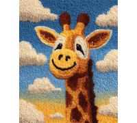 AYAOYANGGO Animal Tapestry Kitcartoon Giraffe Latch Hook Rug Kit Large Pre-Printed Pattern Canvas Rugs Embroidery Crafts for Adults Handicrafts DIY Carpet 35x46in