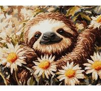 AYAOYANGGO Animal Tapestry Kitsloths and Flowers Latch Hook Rug Set Crochet Rugs Kit Cross Stitch Set DIY Crafts，Gifts，Doormat，Decoration Carpet Making Canvas 35x46in