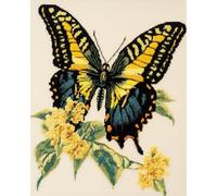 AYAOYANGGO Crossstitch Kits for Adults Butterflies and Flowers DIY Cross Stitch Set with Pre-Printed Embroidery Fabric，Scissors，Embroidered Thread 11CT 50x70cm