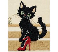 AYAOYANGGO DIY Animal Latch Hook Rug Kit Cartoon Black Cat Crochet Sewing Kit Classic Latch Hook Rug Kits for Adults 3D Craft Set for Home Decor Festival Gift 23x16in
