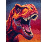 AYAOYANGGO DIY Animal Latch Hook Rug Kit Dinosaur Portrait DIY Rug Making Craft Adults with Color Printed Canvas Crochet Embroidery Carpet Set Home Decor 23x35in