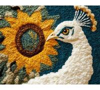 AYAOYANGGO DIY Animal Latch Hook Rug Kit White Peacock and Flowers Latch Hook Rug Kits for Kids Crochet Set for Beginners,Carpet Making Kit with Printed Canvas,Gift 23x35in