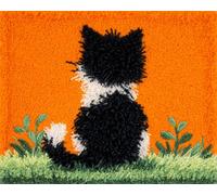 AYAOYANGGO DIY Animal Rug Making Kit Cartoon Cat Cross Stitch Set for Children and Adults,DIY Handmade Latch Hook Rug Making Kit Crochet Carpet Set 23x16in