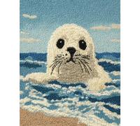 AYAOYANGGO DIY Animal Rug Making Kit Cartoon Seal Latch Hook Craft Kits Carpet Crochet Kit for Adults Beginners DIY Rug Making Set Needlework for Home Decoration 23x35in