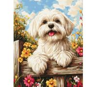 AYAOYANGGO DIY Animal Rug Making Kit Dog Climbing On The Fence Cross Stitch Rug Making Kit,Carpet Crochet Kits Embroidery Set Needlework Crafts for Home Decor 21x29in