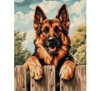 AYAOYANGGO DIY Animal Rug Making Kit Dog Climbing On The Fence Cross Stitch Rug Making Kit,Carpet Crochet Kits Embroidery Set Needlework Crafts for Home Decor 23x35in