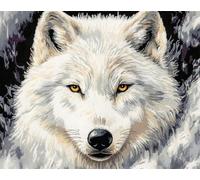 AYAOYANGGO DIY Animal Rug Making Kit Fantasy White Wolf DIY Rug Making Kit for Adults Kids,Cross Stitch Kits Carpet Needlework for Beginners Home Decor 21x29in
