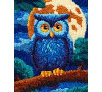 AYAOYANGGO DIY Animal Rug Making Kit Owl and Moon Latch Hook Kits Rugs Large for Adults Beginners,DIY Crochet Set,Tapestry Making Kit,Embroidery Sofa Cushion Carpet 23x35in