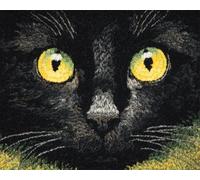 AYAOYANGGO DIY Animal Tapestry Kit Cartoon Black Cat Cross Stitch Rug Making Kit,Carpet Crochet Kits Embroidery Set Needlework Crafts for Home Decor 23x35in
