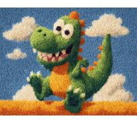 AYAOYANGGO DIY Animal Tapestry Kit Cartoon Dinosaur Cross Stitch Rug Making Kit,Carpet Crochet Kits Embroidery Set Needlework Crafts for Home Decor 23x35in