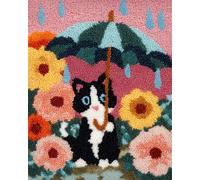 AYAOYANGGO DIY Animal Tapestry Kit Cats and Flowers Cross Stitch Rug Making Kit,Carpet Crochet Kits Embroidery Set Needlework Crafts for Home Decor 23x35in