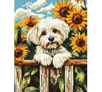 AYAOYANGGO DIY Animal Tapestry Kit Dog Climbing On The Fence Cross Stitch Rug Making Kit,Carpet Crochet Kits Embroidery Set Needlework Crafts for Home Decor 23x16in