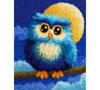 AYAOYANGGO DIY Animal Tapestry Kit Owl and Moon Latch Hook Rug Set Crochet Rugs Kit Cross Stitch Set DIY Crafts,Gifts,Doormat,Decoration Carpet Making Canvas 23x16in