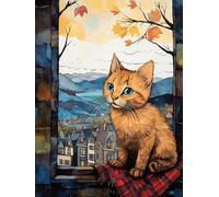 AYAOYANGGO DIY Bead Cross Stitch Kits Cartoon Cat by The Window Needlepoint Handcraft Kit DIY Beaded Painting 3D Tapestry Bead Cross Stitch Set 9CT 40x50cm