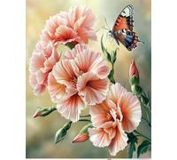 AYAOYANGGO DIY Bead Cross Stitch Kits Fantasy Pink Carnation Flower Bead Embroidery Kit for Adults Needlepoint Tapestry Set Beaded Stitching 9CT 50x60cm
