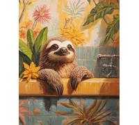 AYAOYANGGO DIY Beaded Cross Stitch Kit Cartoon Sloth Animal Needlepoint Handcraft Kit DIY Beaded Painting 3D Tapestry Bead Cross Stitch Set 9CT 50x60cm