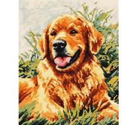 AYAOYANGGO DIY Beaded Cross Stitch Kits Cartoon Golden Retriever Bead Embroidery Kit for Adults Needlepoint Tapestry Set Beaded Stitching 9CT 50x60cm