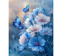 AYAOYANGGO DIY Beaded Cross Stitch Kits Fantasy Cornflower Flower DIY Set with Beads Hand Made Beading Painting Kit from Needlework Handcraft Needle Arts Decor 9CT 40x50cm