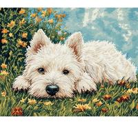 AYAOYANGGO DIY Dog Animal Tapestry Kit Cartoon West Highland White Terrier Latch Hook Rug Kits for Adults Beginners DIY Craft Doormat Carpet Making Kit Apestry Gift Home Decorations 33x45in