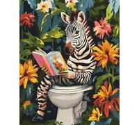 AYAOYANGGO DIY French Embroidery Kit with Beads Zebra Animal Reading A Book Needlepoint Handcraft Kit DIY Beaded Painting 3D Tapestry Bead Cross Stitch Set 9CT 50x60cm