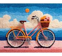 AYAOYANGGO DIY Rug Making Kit Cartoon Bicycle DIY Latch Hook Rug Kit Carpet Making Set Cross Stitch Embroidery Kits Needlework Crafts for Home Decor 23x16in