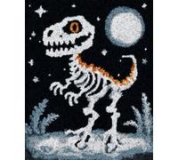 AYAOYANGGO DIY Rug Making Kit Cartoon Dinosaur Skeleton Cross Stitch Set for Children and Adults,DIY Handmade Latch Hook Rug Making Kit Crochet Carpet Set 23x16in