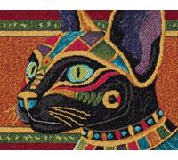 AYAOYANGGO DIY Rug Making Kit Fantasy Egyptian Cat God Cross Stitch Set for Children and Adults,DIY Handmade Latch Hook Rug Making Kit Crochet Carpet Set 23x35in