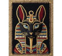 AYAOYANGGO DIY Rug Making Kit Fantasy Egyptian Cat God DIY Rug Making Kit for Adults Kids，Cross Stitch Kits Carpet Needlework for Beginners Home Decor 35x46in