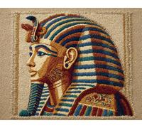 AYAOYANGGO DIY Rug Making Kit Vintage Egyptian King Cross Stitch Set for Children and Adults,DIY Handmade Latch Hook Rug Making Kit Crochet Carpet Set 23x16in