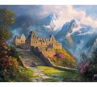 AYAOYANGGO DIY Seed Bead Embroidery Kits Retro Architectural Scenery Cross Stitch Needlepoint Handcraft Tapestry Kit Beaded Stitching Pattern 3D Embroidery Set 9CT 50x60cm