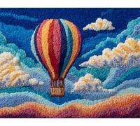 AYAOYANGGO Landscape Rug Making Kitbeach Hot Air Balloon Latch Hook Kits Rugs Large for Adults Beginners,DIY Crochet Set,Tapestry Making Kit,Embroidery Sofa Cushion Carpet 23x35in