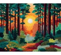 AYAOYANGGO Landscape Rug Making Kitforests in The Sun Cross Stitch Set for Children and Adults，DIY Handmade Latch Hook Rug Making Kit Crochet Carpet Set 35x46in