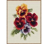 AYAOYANGGO Printed Cross Stitch Kit Colorful Pansy Flowers Counted Painting Printed DIY Needlework Set Tamped Wall Art Home Decoration 11CT 80x100cm
