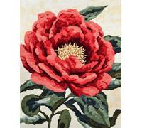 AYAOYANGGO Printed Cross Stitch Kit Red Peony Flowers Counted Painting Printed DIY Needlework Set Tamped Wall Art Home Decoration 11CT 80x100cm