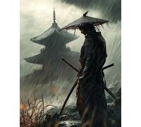 AYAOYANGGO Stamped Cross Stitch Kits Anime Samurai DIY Cross Stitch Kits for Adults with Needles Scissor Threaders Preprint for Home Wall Decor 11CT 40x50cm