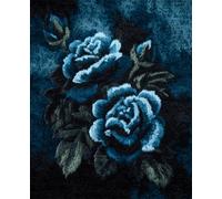 AYAOYANGGO Tapestry Kitblue Rose Latch Hook Rug Set Crochet Rugs Kit Cross Stitch Set DIY Crafts,Gifts,Doormat,Decoration Carpet Making Canvas 23x35in