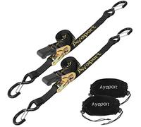 Ayaport Boat Trailer Transom Tie Down Straps for Boat Jet ski Kayak Canoe 4 Feet 2400lbs Break Strength Heavy Duty Ratchet Straps with S Hooks, Pack of 2