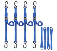 Ayaport Cam Buckle Tie Down Straps 10 feet 2200lbs Break Strength Blue Securing Straps with S Hooks for Motorcycle, Kayak, Car, Truck, Dirt Bike