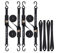 Ayaport Cam Buckle Tie Down Straps 20 feet 2200lbs Break Strength Securing Straps with S Hooks for Motorcycle, Kayak, Car, Truck, Boat, Dirt Bike, Pack of 4