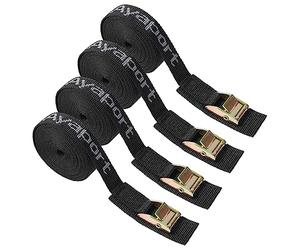 Ayaport Cam Buckle Tie Down Straps Lashing Straps 2200lbs Break Strength Heavy Duty Car Roof Rack Strap for Kayak, SUP, Surfboard, Cargo, Motorcycle, Truck, Boat, Dirt Bike (1" x 8')