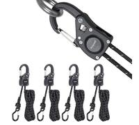 Ayaport Rope Ratchet Tie Down with Safety Lock Clip 1/4" x 12' Heavy Duty One-Piece Adjustable Kayak Straps for Tent, Tarp, Canopy Tie Downs