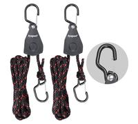 Ayaport Rope Tie Down Ratchet 3/8" x 14' Heavy Duty Tie Down Straps Kayak Straps with Safety Lock S Hook Rope Hanger Roller Pulley System