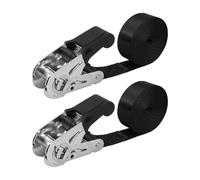 Ayaport Stainless Steel Endless Ratchet Straps, 8FT Cargo Tie Downs | Heavy Duty Nylon Black Strap Down Ratcheting Securing Straps, Track Spring Fittings, Motorcycles, Trailer Load, Kayak, 2pcs