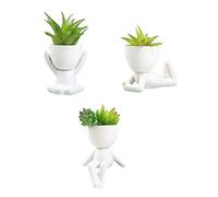 AYAROS 3PCS Human Shaped Succulent Planters Cute Ceramic Succulent Plant Pot Small Planter pots Flower Pots Desktop Decoration for Home Office Indoor Outdoor