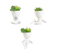 AYAROS 3PCS Human Shaped Succulent Planters Cute Ceramic Succulent Plant Pot Small Planter pots Flower Pots Desktop Decoration for Home Office Indoor Outdoor