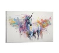 AYAROS Abstract Unicorn Printed Canvas Posters Beautiful Retro Colourful Animal Wall Decor Suitable for Living Rooms Bedroom Framed 08x12 inch